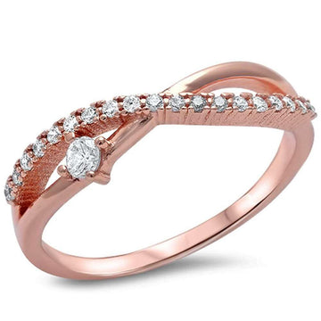 Infinity Accent Ring Rose Tone, Simulated Cubic Zirconia 925 Sterling Silver